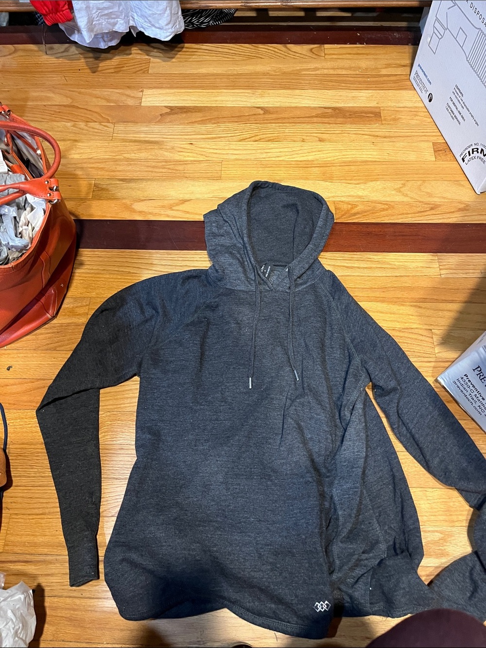 Men's Dark Gray Hooded Pullover Sweatshirt - Casual Hoodie